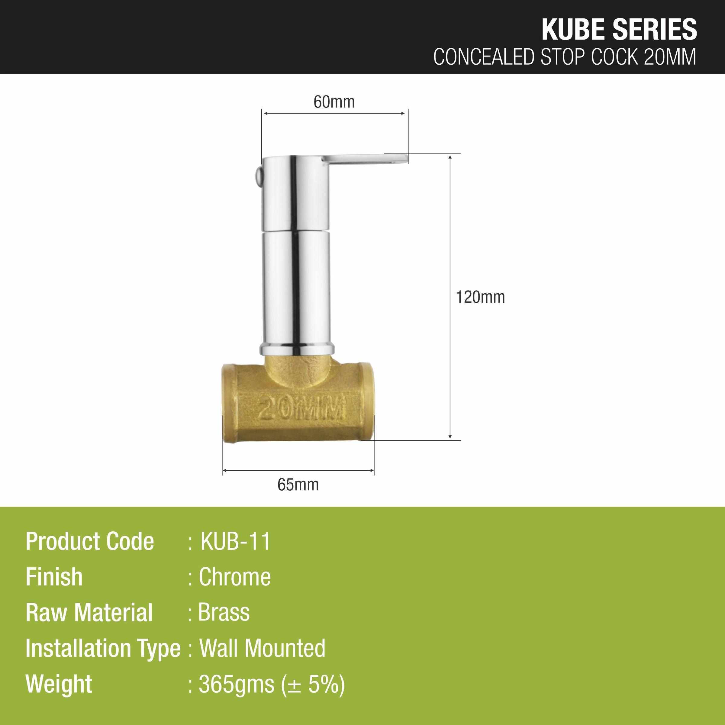 Kube Concealed Stop Valve (20mm) Brass Faucet - LIPKA - Lipka Home