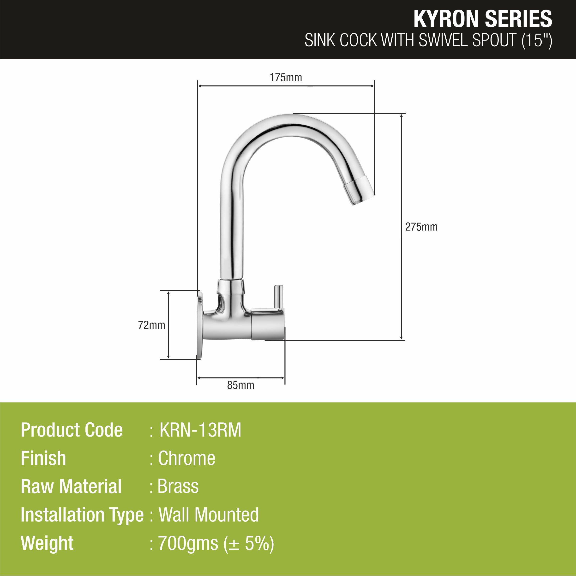 Kyron Sink Tap Brass Faucet with Round Swivel Spout (15 Inches) - LIPKA - Lipka Home