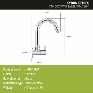 Kyron Sink Tap Brass Faucet with Round Swivel Spout (15 Inches) - LIPKA - Lipka Home