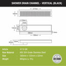 Vertical Shower Drain Channel - Black (12 x 5 Inches) - LIPKA - Lipka Home