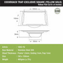 Yellow Exclusive Square Flat Cut Floor Drain in Yellow Gold PVD Coating (6 x 6 Inches) with Cockroach Trap - LIPKA - Lipka Home