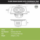 Square Floor Drain (5 x 5 Inches) with Hole and Cockroach Trap - LIPKA - Lipka Home