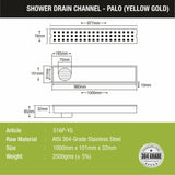 Palo Shower Drain Channel - Yellow Gold (40 x 4 Inches) - LIPKA