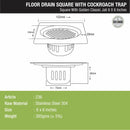 Golden Classic Jali Square Floor Drain (6 x 6 Inches) with Coockroach Trap - LIPKA - Lipka Home