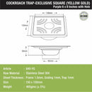 Purple Exclusive Square Floor Drain in Yellow Gold PVD Coating (6 x 6 Inches) with Hole & Cockroach Trap - LIPKA - Lipka Home