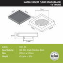 Marble Insert Square Floor Drain - Black (4 x 4 Inches) - LIPKA - Lipka Home