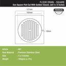 Eon Square Flat Cut Floor Drain with Golden Classic Jali (5 x 5 Inches) - LIPKA - Lipka Home
