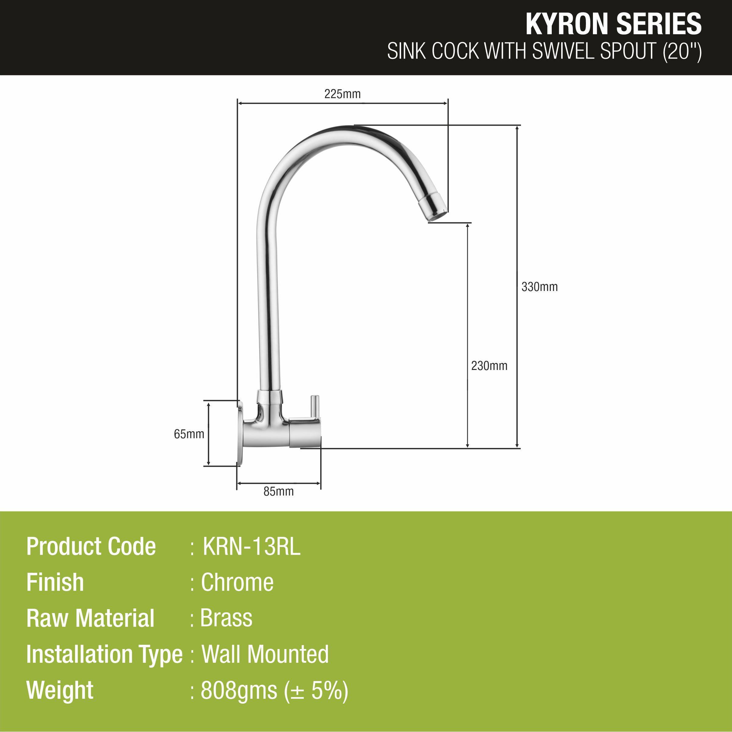 Kyron Sink Tap Brass Faucet with Round Swivel Spout (20 Inches) - LIPKA - Lipka Home