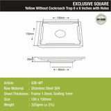 Yellow Exclusive Square Floor Drain (6 x 6 Inches) with Hole - LIPKA