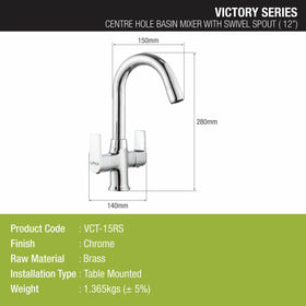 Victory Centre Hole Basin Mixer with Small (12 Inches) Round Swivel Spout Faucet - LIPKA - Lipka Home