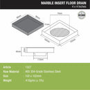 Marble Insert Shower Drain Channel (4 X 4 Inches) - LIPKA - Lipka Home