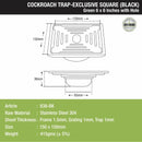 Green Exclusive Square Floor Drain in Black PVD Coating (6 x 6 Inches) with Hole & Cockroach Trap - LIPKA - Lipka Home
