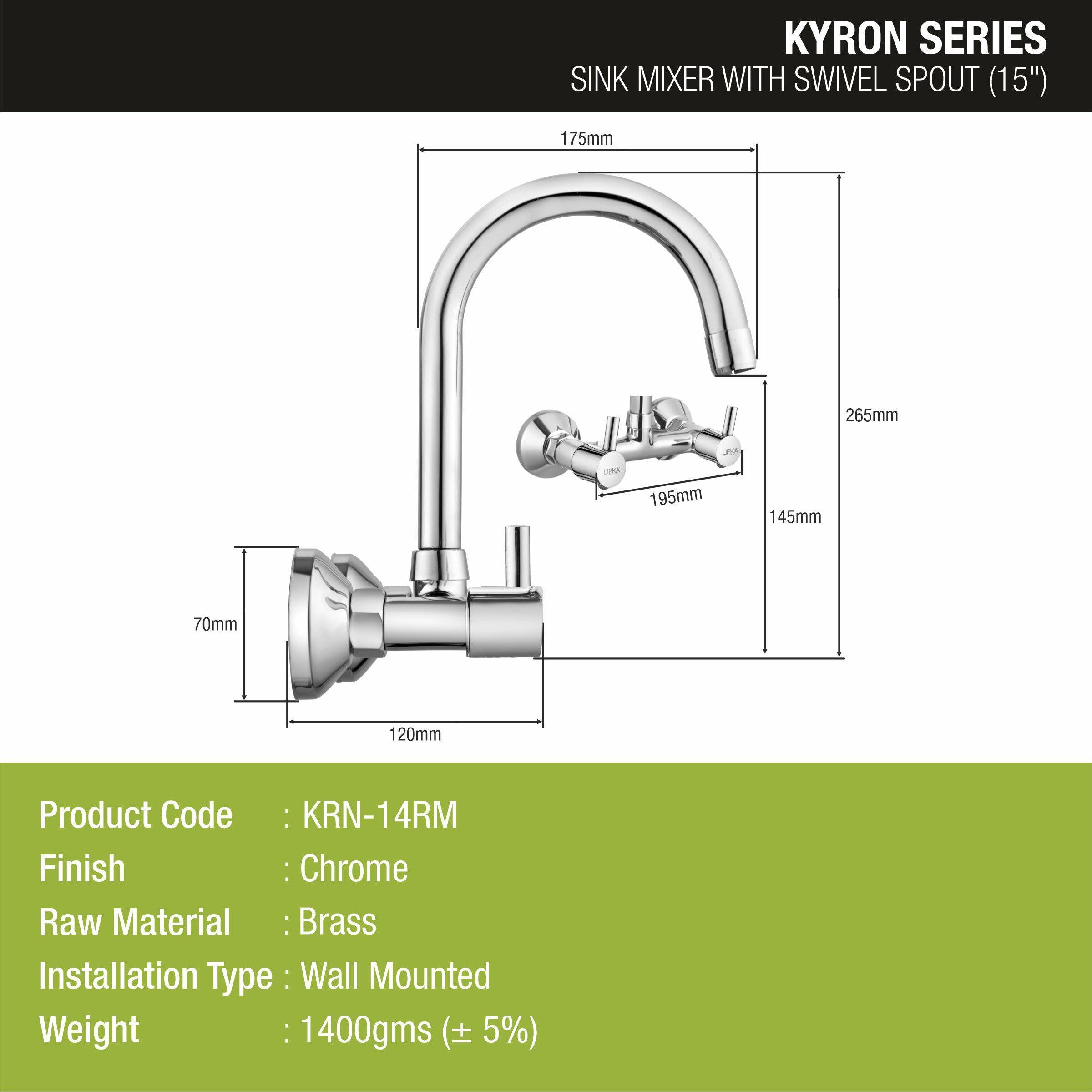 Kyron Sink Mixer Brass Faucet with Round Swivel Spout (15 Inches) - LIPKA - Lipka Home