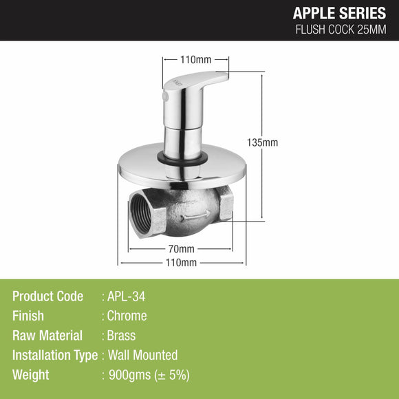 Apple Flush Cock 25mm Brass Faucet - LIPKA - Lipka Home
