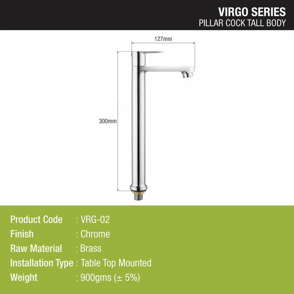 Virgo Pillar Tap Tall Body Brass Faucet- LIPKA - Lipka Home
