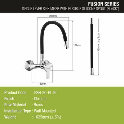 Fusion Single Lever Sink Mixer with Black Flexible Silicone Spout (20 Inches) - LIPKA - Lipka Home