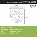 Eon Square Floor Drain with Plain Jali, Lock and Hole (6 x 6 Inches) - LIPKA - Lipka Home
