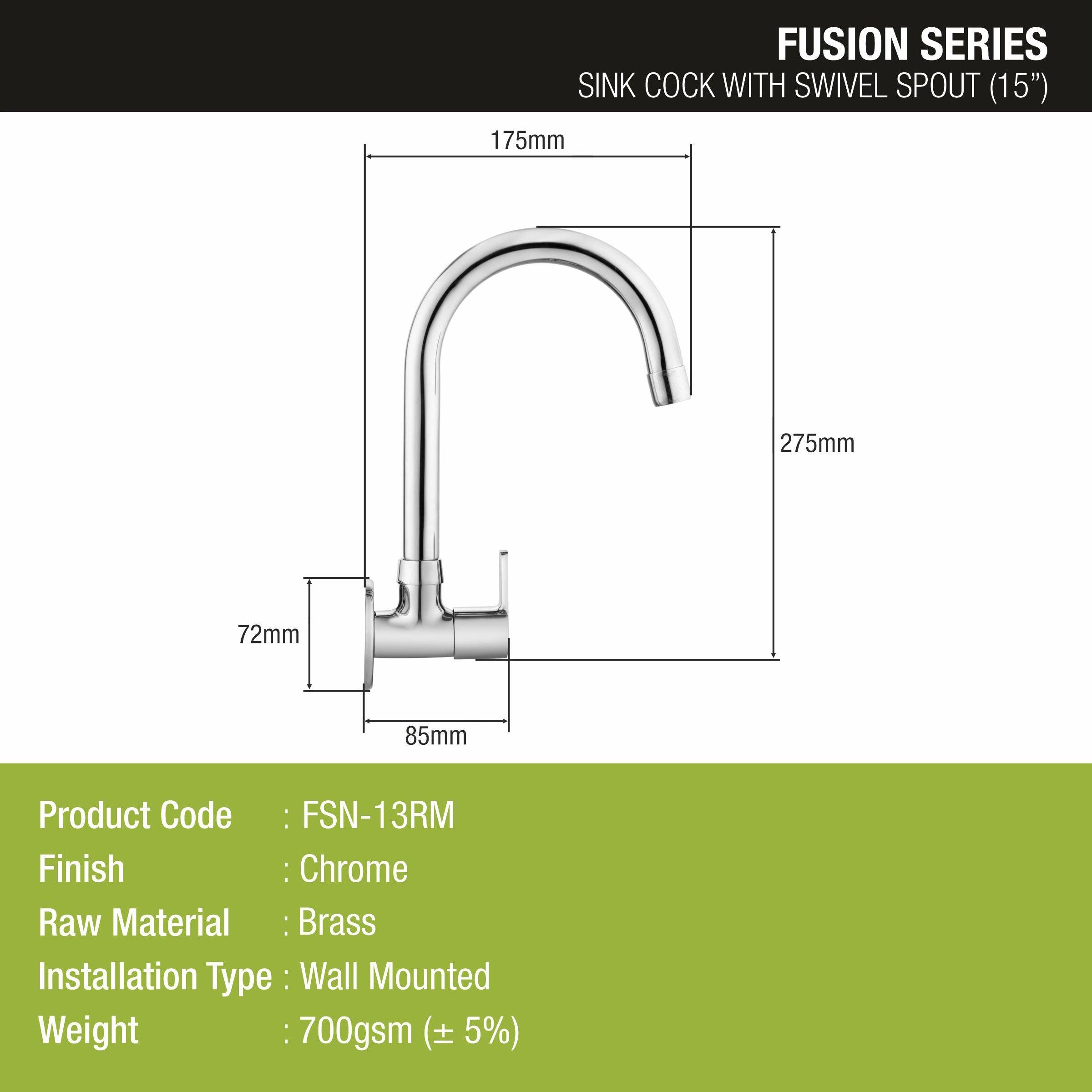 Fusion Sink Tap Brass Faucet with Round Swivel Spout (15 Inches) - LIPKA - Lipka Home