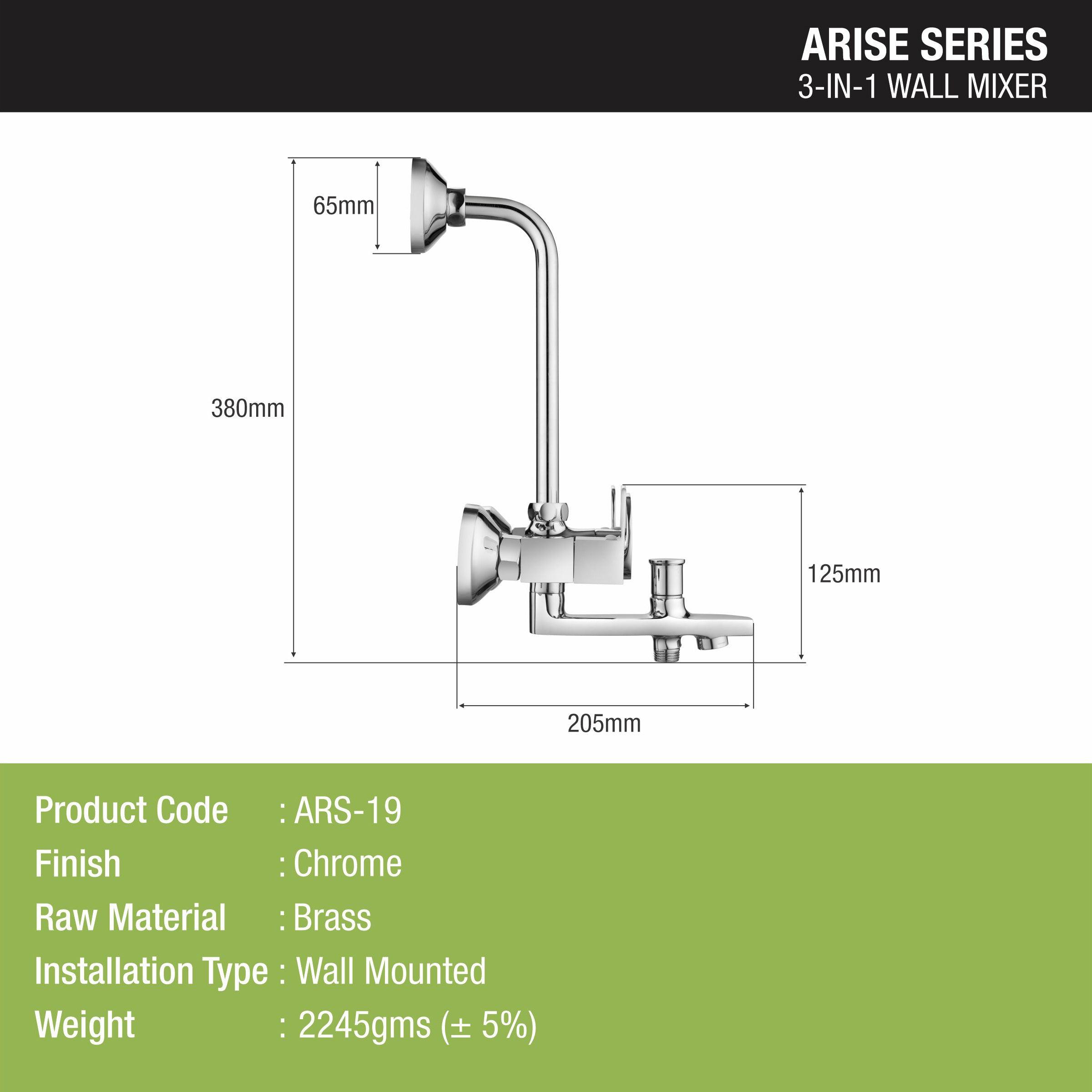 Arise 3 in 1 Wall Mixer Brass Faucet with L Bend - LIPKA - Lipka Home