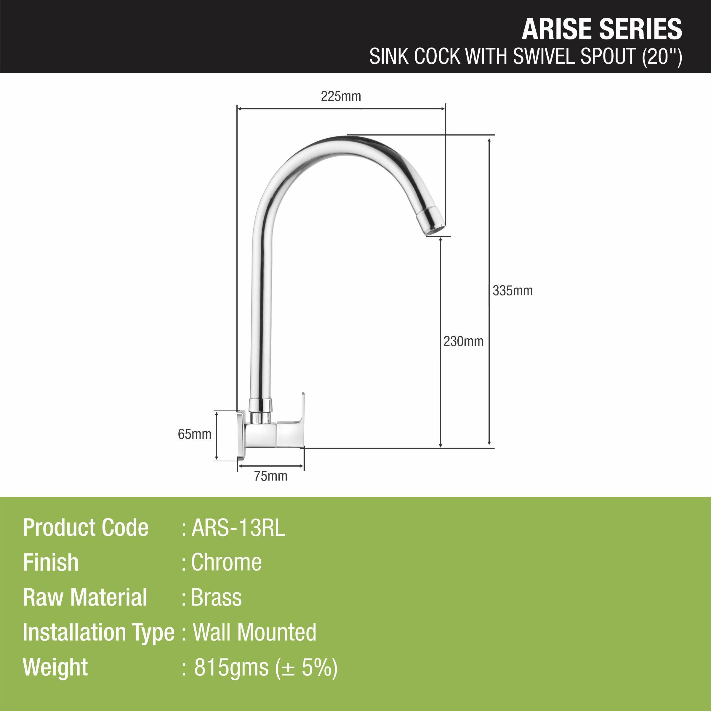 Arise Sink Tap Brass Faucet with Round Swivel Spout (20 Inches) - LIPKA - Lipka Home