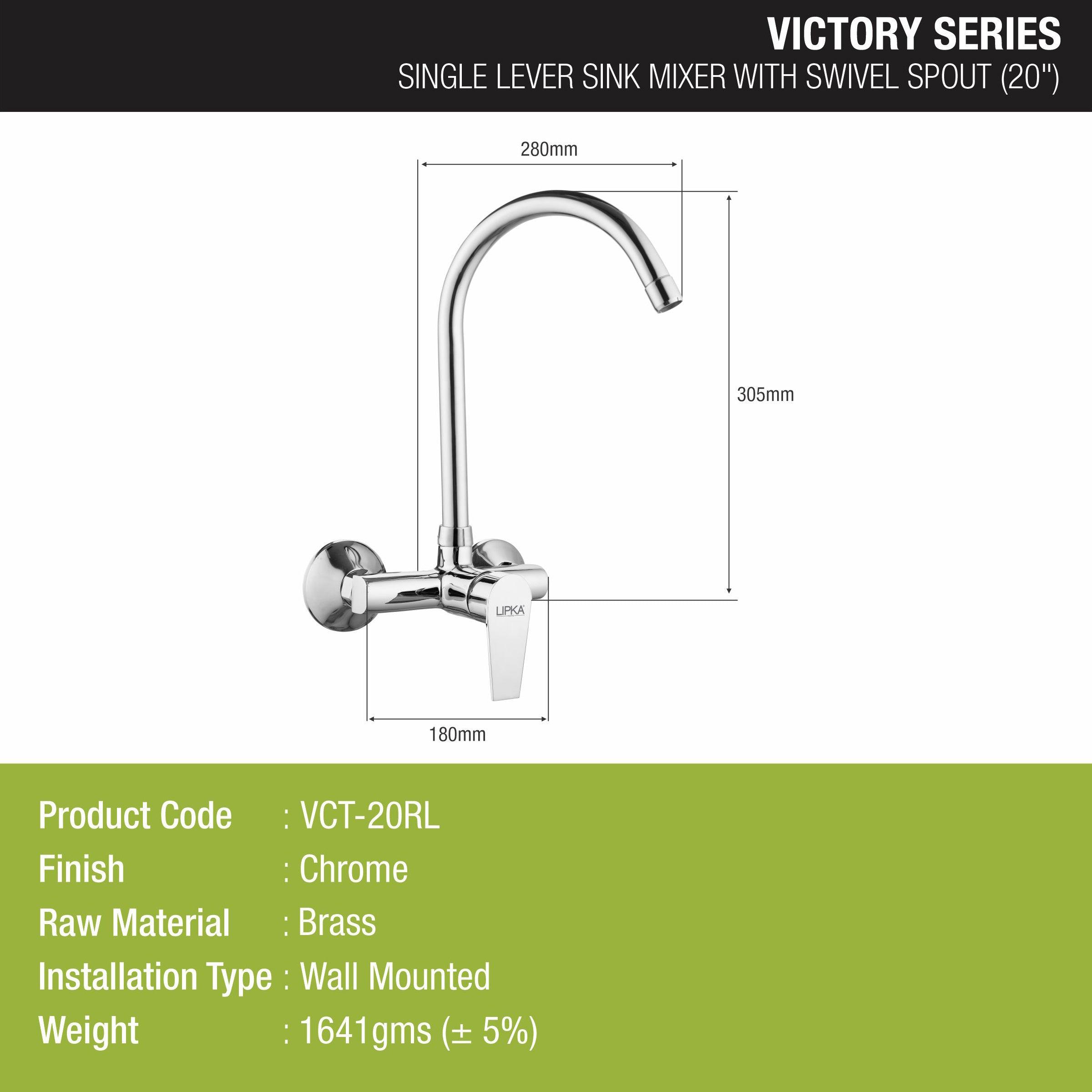Victory Single Lever Sink Mixer with Swivel Spout (20 Inches) - LIPKA - Lipka Home
