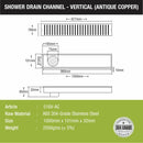 Vertical Shower Drain Channel - Antique Copper (40 x 4 Inches) - LIPKA - Lipka Home