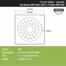 Eon Square Floor Drain with Plain Jali and Hole (5 x 5 Inches) - LIPKA - Lipka Home