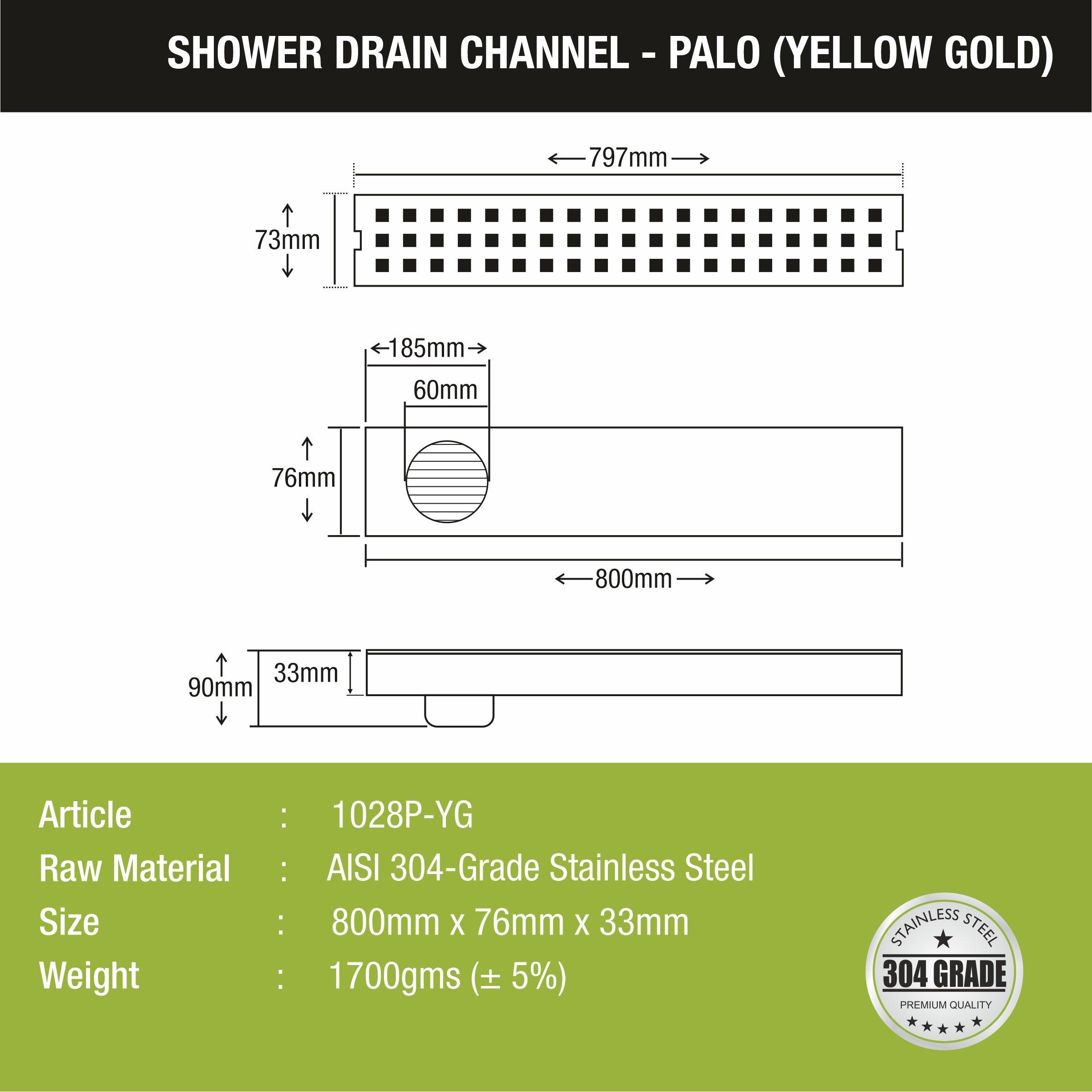 Palo Shower Drain Channel - Yellow Gold (32 x 3 Inches) - LIPKA - Lipka Home