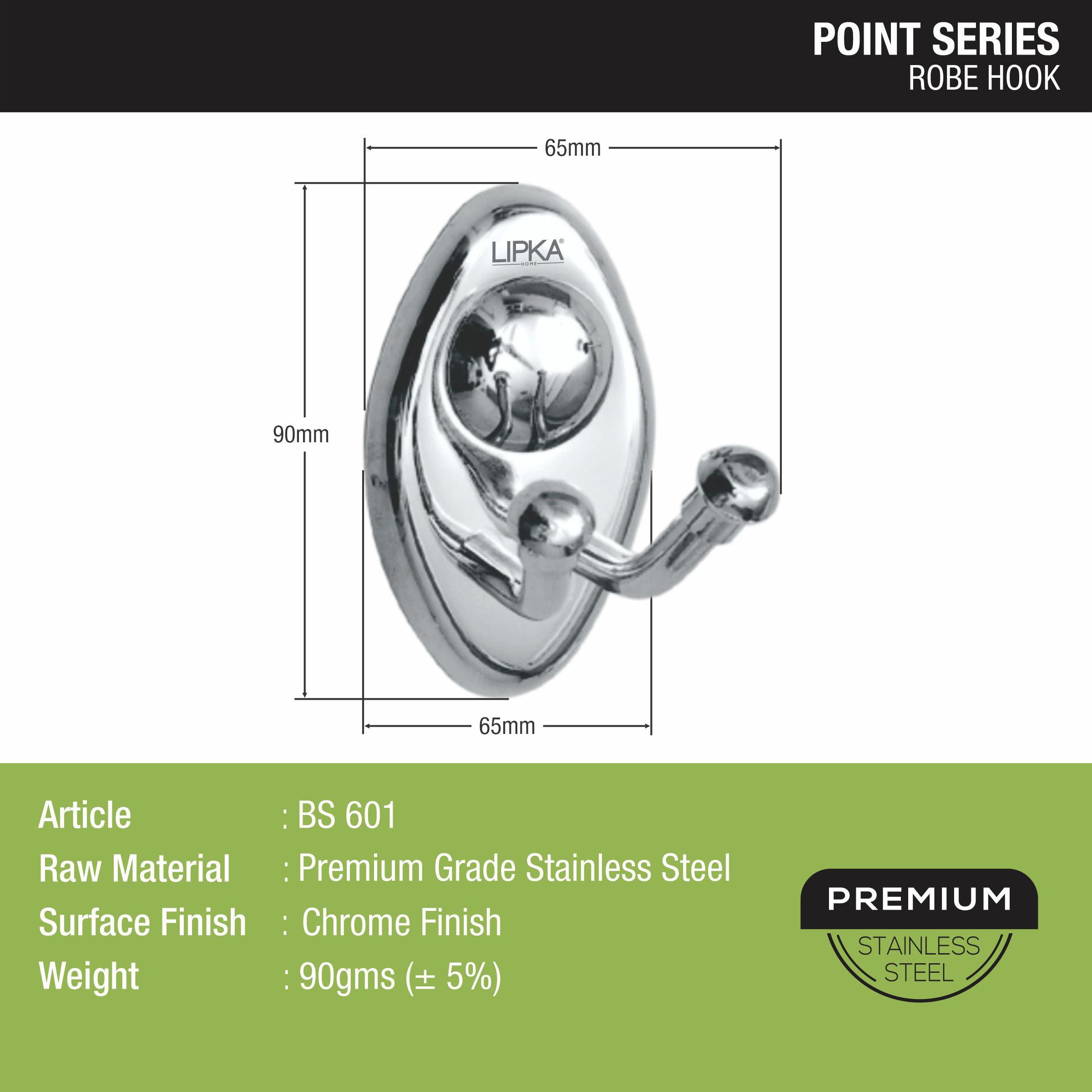 Point Robe Hook size and dimension