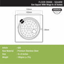 Eon Square Floor Drain with Hinge and Hole (6 x 6 Inches) - LIPKA - Lipka Home