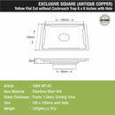 Yellow Exclusive Square Flat Cut Floor Drain in Antique Copper PVD Coating (6 x 6 Inches) with Hole - LIPKA - Lipka Home