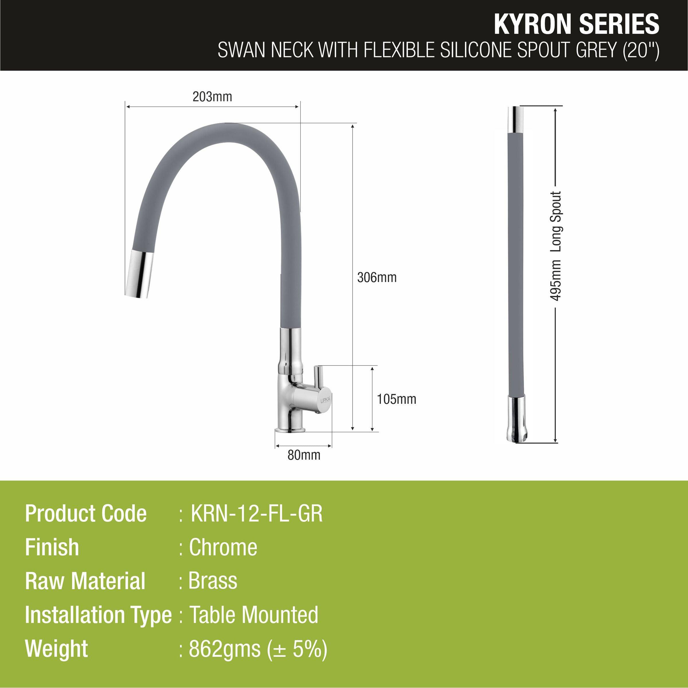 Kyron Swan Neck Brass Faucet with Flexible Silicone Spout (Grey) - LIPKA - Lipka Home