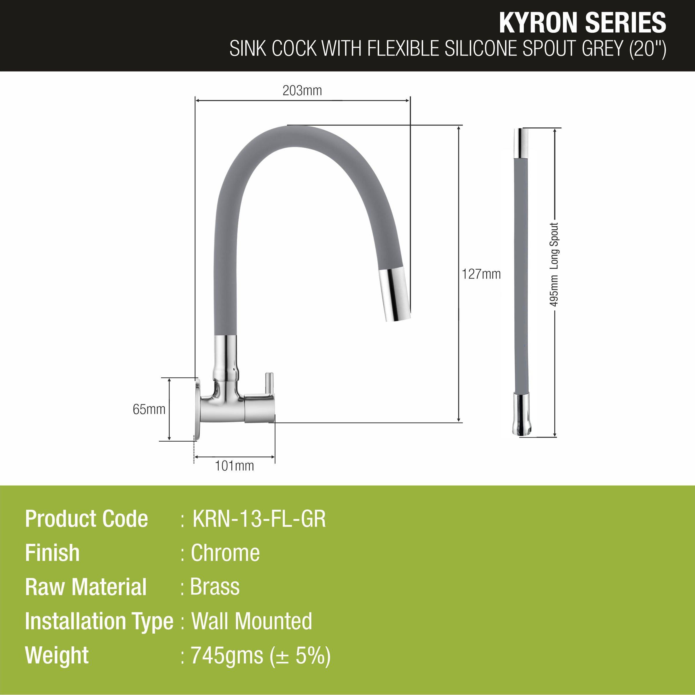 Kyron Sink Tap Brass Faucet with Flexible Silicone Spout (Grey) - LIPKA - Lipka Home