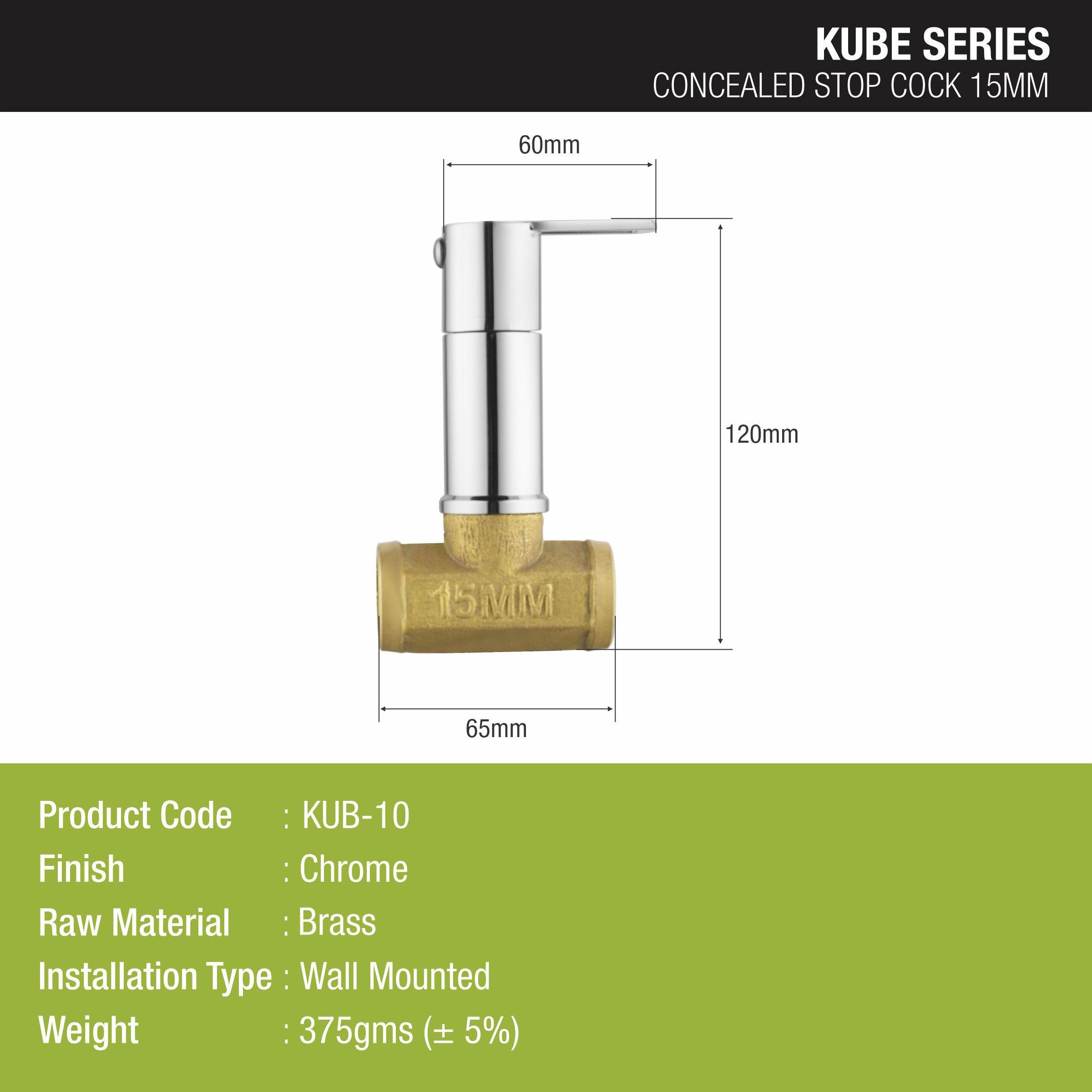 Kube Concealed Stop Valve (15mm) Brass Faucet - LIPKA - Lipka Home