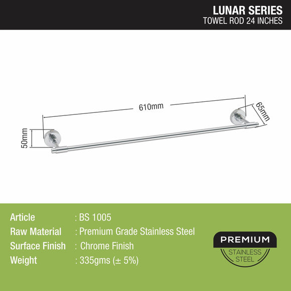 Lunar Towel Rod (24 Inches) - LIPKA - Lipka Home