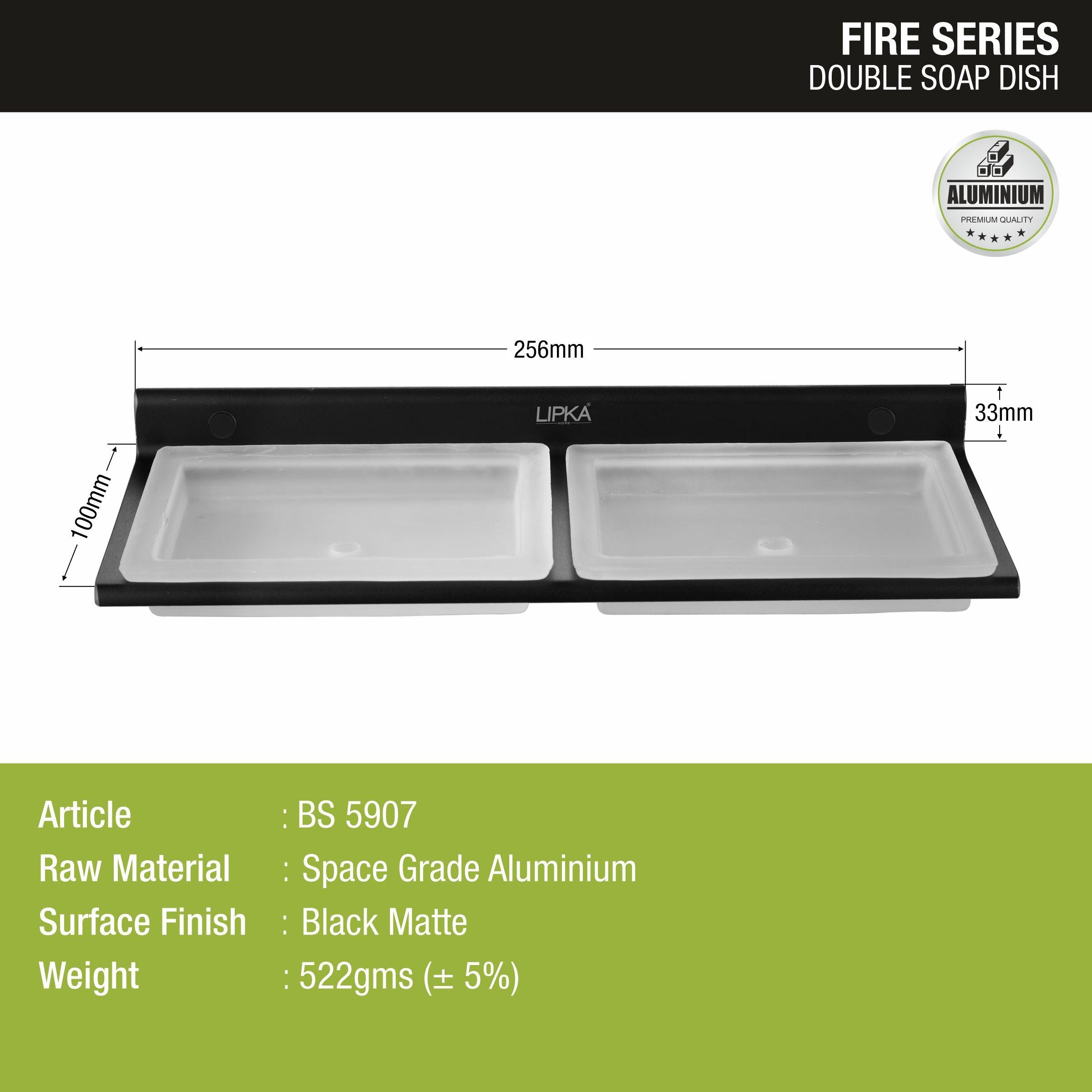 Fire Double Soap Dish (Space Aluminium) size and measurement