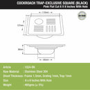 Pink Exclusive Square Flat Cut Floor Drain in Black PVD Coating (6 x 6 Inches) with Hole & Cockroach Trap - LIPKA - Lipka Home