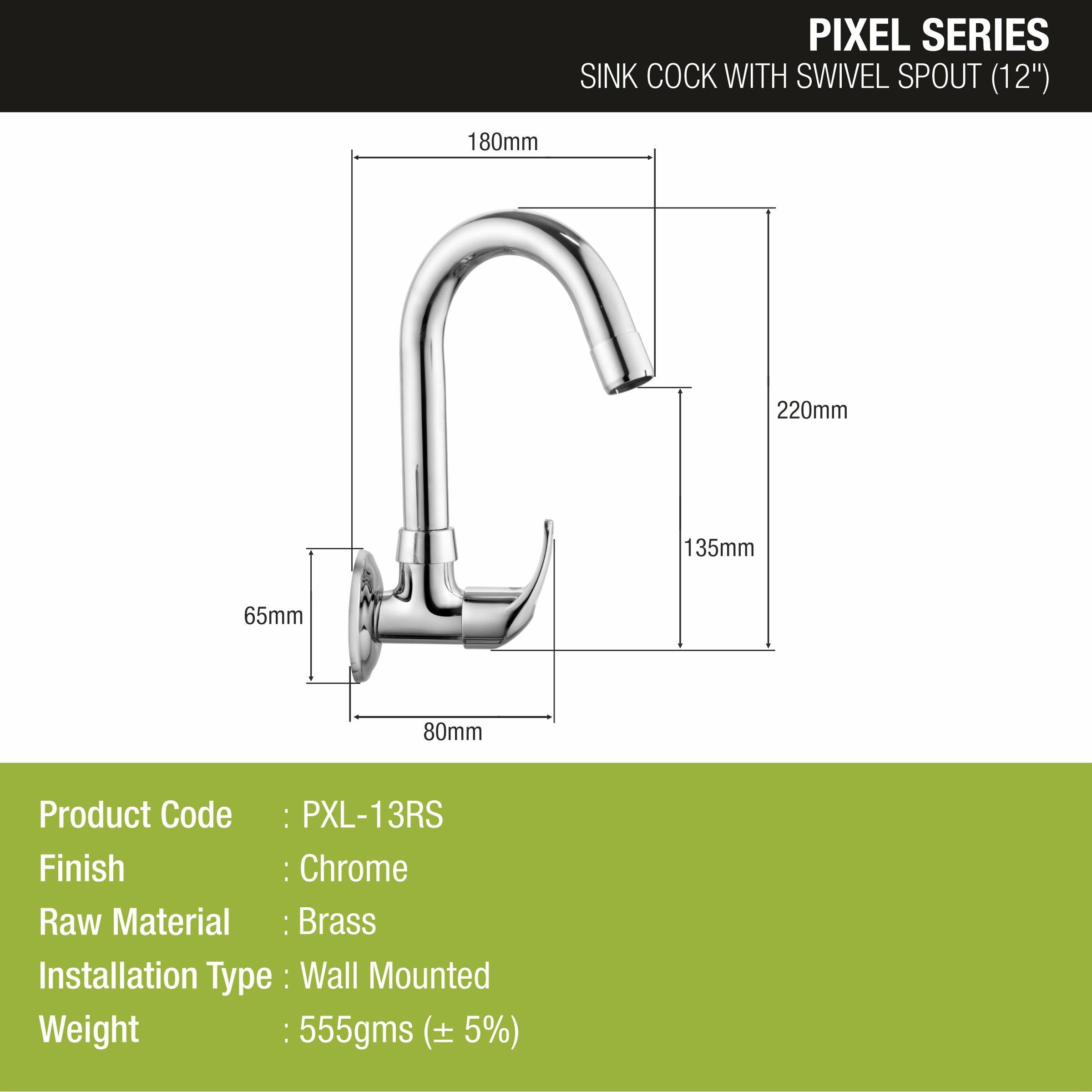 Pixel Sink Tap Brass Faucet with Round Swivel Spout (12 Inches) - LIPKA - Lipka Home