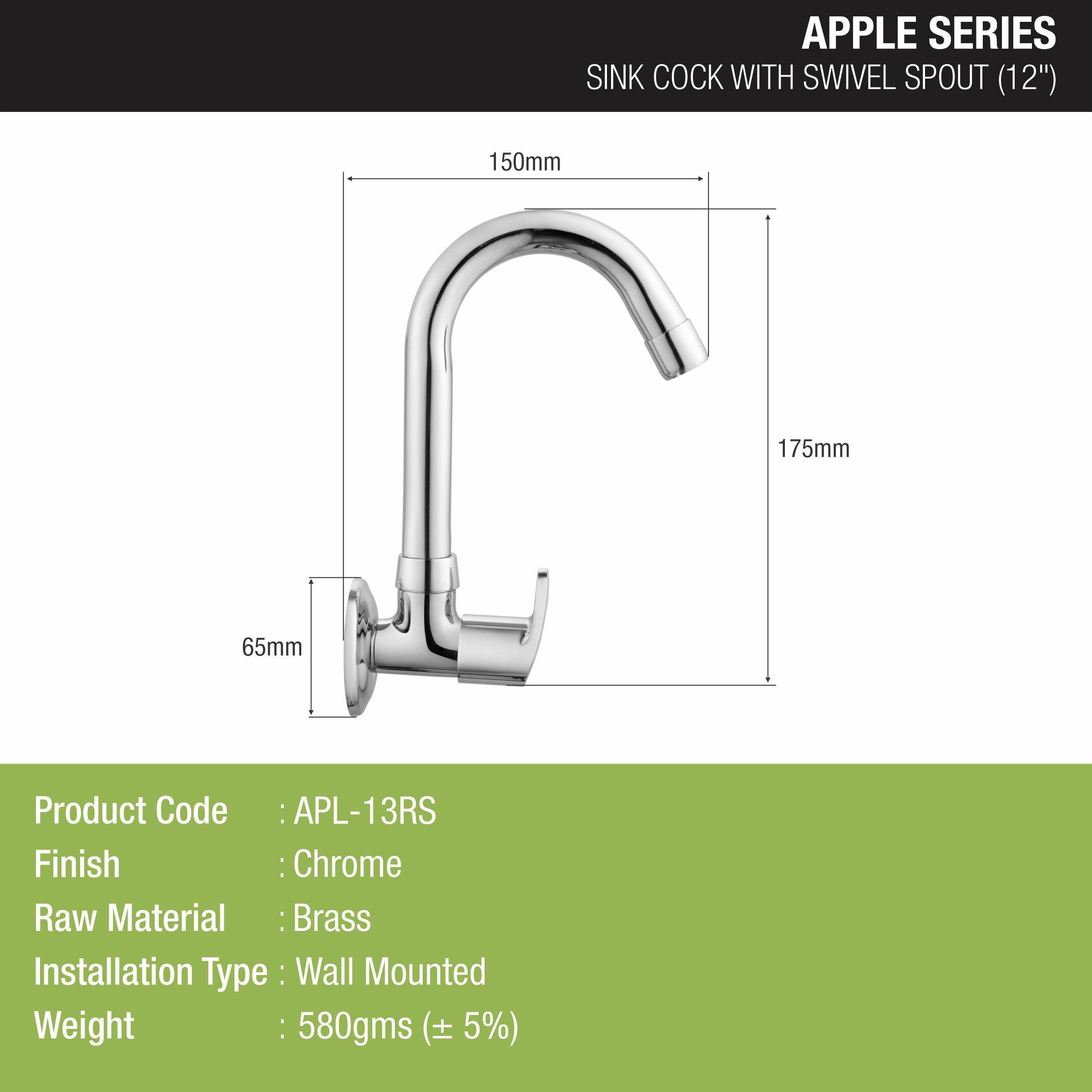 APPLE Sink Tap Brass Faucet with Round Swivel Spout (12 Inches) - LIPKA - Lipka Home