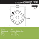 Eon Square Flat Cut Floor Drain with Hinge (5 x 5 Inches) - LIPKA - Lipka Home