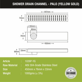 Palo Shower Drain Channel - Yellow Gold (18 x 3 Inches) - LIPKA - Lipka Home