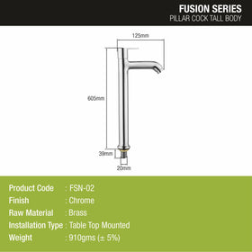 Fusion Pillar Tap Tall Body Brass Faucet- LIPKA - Lipka Home
