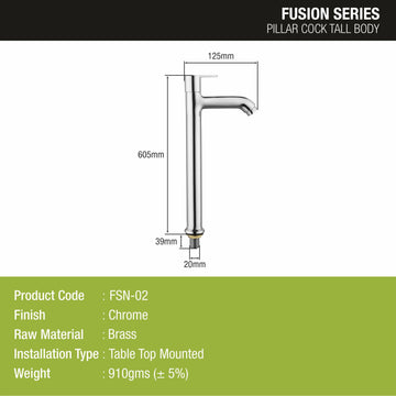 Fusion Pillar Tap Tall Body Brass Faucet- LIPKA - Lipka Home