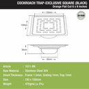 Orange Exclusive Square Flat Cut Floor Drain in Black PVD Coating (6 x 6 Inches) with Cockroach Trap - LIPKA - Lipka Home