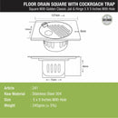 Golden Classic Jali Square Floor Drain (5 x 5 Inches) with Hinge, Hole and Cockroach Trap - LIPKA - Lipka Home