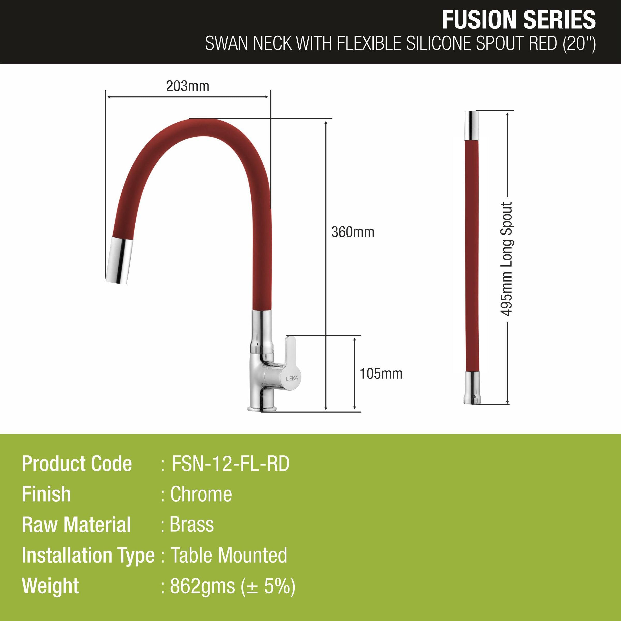 Fusion Swan Neck Brass Faucet with Flexible Silicone Spout (Red) - LIPKA - Lipka Home