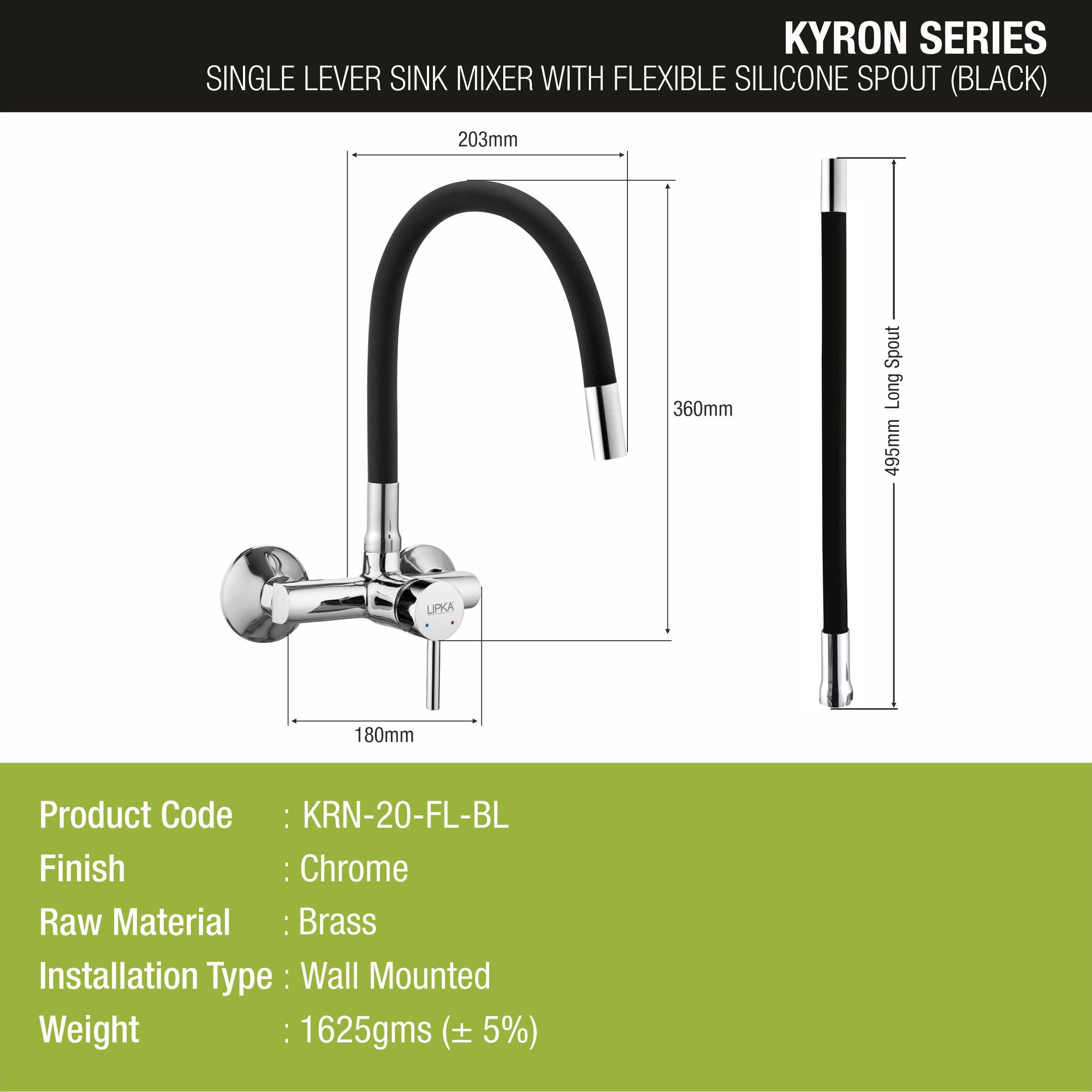 Kyron Single Lever Sink Mixer with Black Flexible Silicone Spout (20 Inches) - LIPKA - Lipka Home