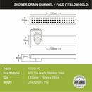 Palo Shower Drain Channel - Yellow Gold (48 x 3 Inches) - LIPKA - Lipka Home
