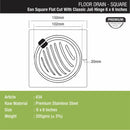 Eon Square Flat Cut Floor Drain with Classic Jali and Hinge (6 x 6 Inches) - LIPKA - Lipka Home