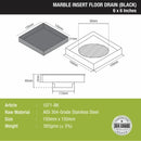 Marble Insert Square Floor Drain - Black (6 x 6 Inches) - LIPKA - Lipka Home